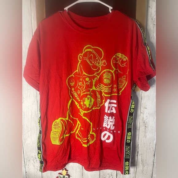 Popeye Japanese Large Red T Shirt - Picture 3 of 6